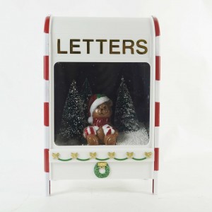 Christmas Bear White Letter Mailbox Snowing LED Light Christmas Mailbox Decoration Factory Wholesale Christmas Gift Idea