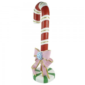 Xmas Candy Cane With Bow Resin Craft Christmas Decoration Polyresin Material Home Decor