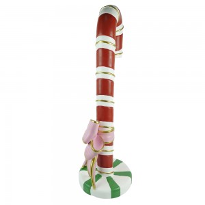 Xmas Candy Cane With Bow Resin Craft Christmas Decoration Polyresin Material Home Decor