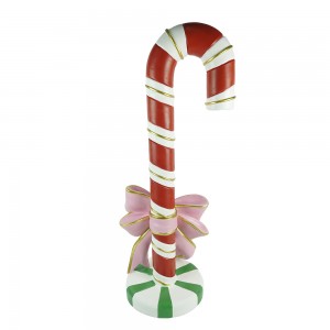 Xmas Candy Cane With Bow Resin Craft Christmas Decoration Polyresin Material Home Decor