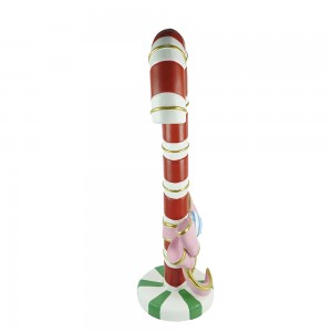 Xmas Candy Cane With Bow Resin Craft Christmas Decoration Polyresin Material Home Decor