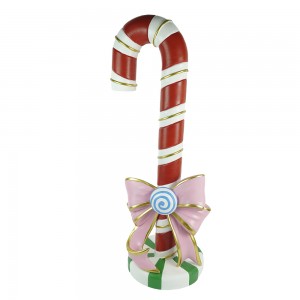 Xmas Candy Cane With Bow Resin Craft Christmas Decoration Polyresin Material Home Decor