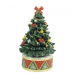 Resin Craft Xmas Holiday Decor Fashion Wind up Music Box Christmas Tree Craft Gifts Christmas Decoration