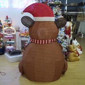 MELODY Customizable Lighted Handmade Christmas Brown Bear Decoration 2026 Fabric & Metal Classic Style Big Size