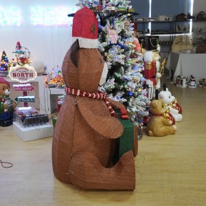 MELODY Customizable Lighted Handmade Christmas Brown Bear Decoration 2026 Fabric & Metal Classic Style Big Size