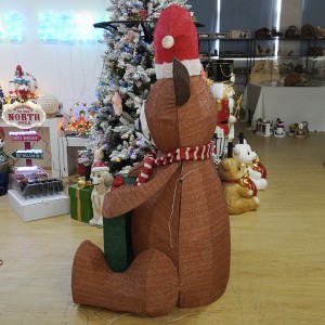 MELODY Customizable Lighted Handmade Christmas Brown Bear Decoration 2026 Fabric & Metal Classic Style Big Size