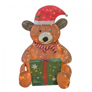 MELODY Customizable Lighted Handmade Christmas Brown Bear Decoration 2026 Fabric & Metal Classic Style Big Size