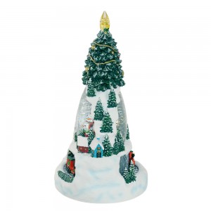 MELODY Xmas LED Swirling Glitter Water Lantern Indoor Christmas Snow Globe Decoration with Train Turning Polyresin Material