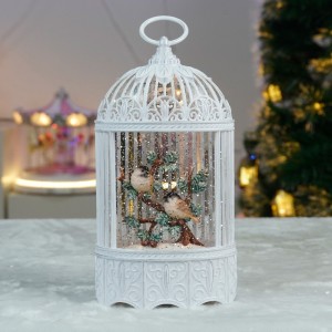 MELODY Xmas LED Swirling Glitter Water Lantern Indoor Christmas Snow Globe Decoration With Lighting Feature