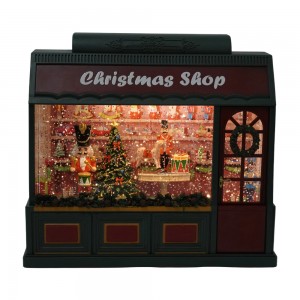 Plastic Christmas Shop LED Christmas Decorations Gift Crafts Water Lantern Swirling Glitter for Christmas Holiday