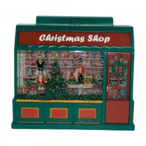 Plastic Christmas Shop LED Christmas Decorations Gift Crafts Water Lantern Swirling Glitter for Christmas Holiday