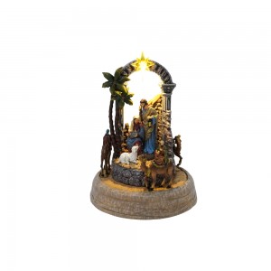 Melody Plastic LED Light up Musical Nativity Scene Handcrafted Animated Christmas Figurines Christmas Decoration