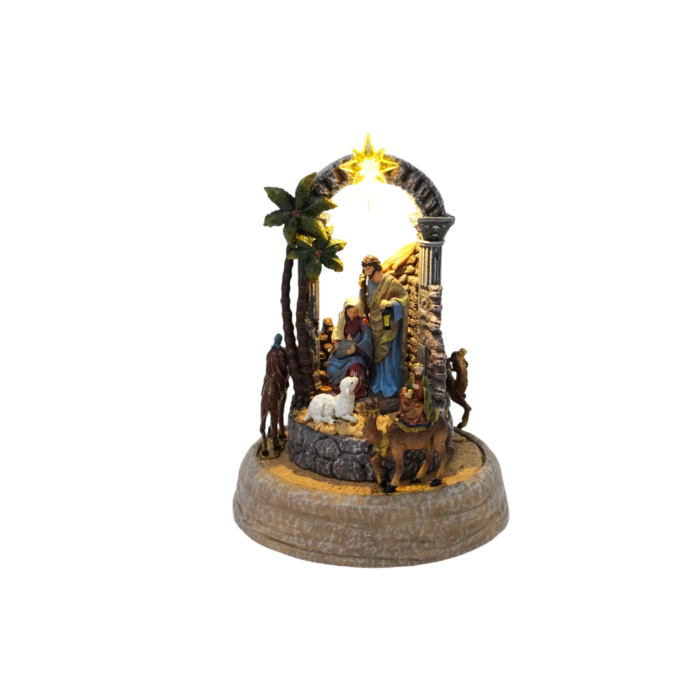 Melody Plastic LED Light up Musical Nativity Scene Handcrafted Animated Christmas Figurines Christmas Decoration