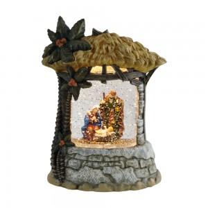 Factory Direct Gift Home Decorative Battery Snowing Christmas Nativity Lantern Indoor Water Globe