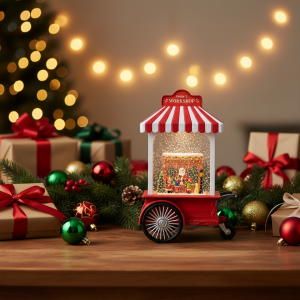 XM Melody Santa Workshop Street Vendor Stall Lantern – Glittering Musical LED Christmas Decoration