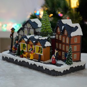 MELODY Traditional Animated CHRISTMAS DECORATION 2026 LED Christmas Village with Turning Function & Music Indoor Use Resin Christmas Gifts