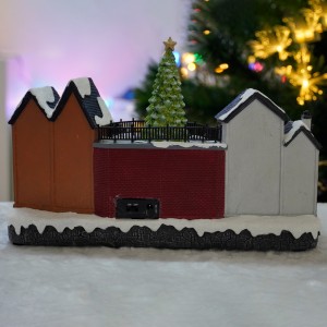 MELODY Traditional Animated CHRISTMAS DECORATION 2026 LED Christmas Village with Turning Function & Music Indoor Use Resin Christmas Gifts