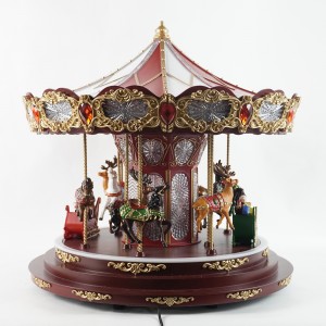 Large Luminous Music Christmas Carousel European Holiday Decorations Lighted Turning Carousel Christmas Figurines Toys