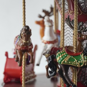 Large Luminous Music Christmas Carousel European Holiday Decorations Lighted Turning Carousel Christmas Figurines Toys