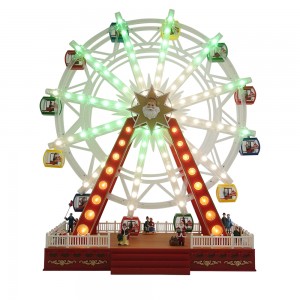 Christmas LED Ferris Wheel Decorations with Turning Function & 8 Xmas Songs Includes Adapter
