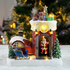 10″ LED Musical Boot with Santa Claus Opening the Doorand 8 Songs Music Plastic Christmas Decoration 2025 Christmas Gift