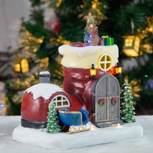 10″ LED Musical Boot with Santa Claus Opening the Doorand 8 Songs Music Plastic Christmas Decoration 2025 Christmas Gift