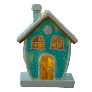 Resin Gingerbread House Village Mini Christmas Village Houses with LED Light Christmas Gift Craft Home Decoration Table Decor