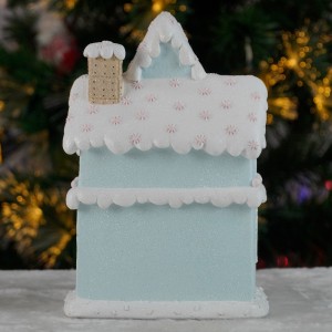 2025 Polyresin Cotton Candy House LED Christmas Village House Decor European Style Premium Christmas Decorations