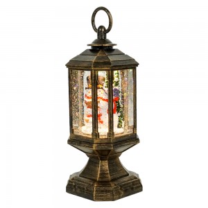 MELODY LED light up Xmas snowman Scene Swirling Glitter water Lantern Christmas snow globe decoration