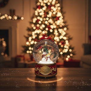 XM Melody Red Snowman Music Box – LED Lighted Snowing Effect Indoor Christmas Decoration